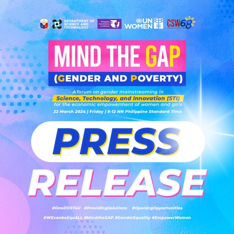 Philippine S&T Ministry, Women Commission, to hold forum on Gender and Poverty, Women Empowerment thru STI